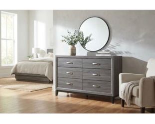 Living spaces Finley Wood 37” 6 drawer dresser