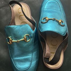 Gucci Princetown metallic leather horsebit mule slides