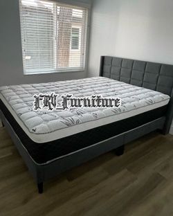 New queen bed frame with mattress