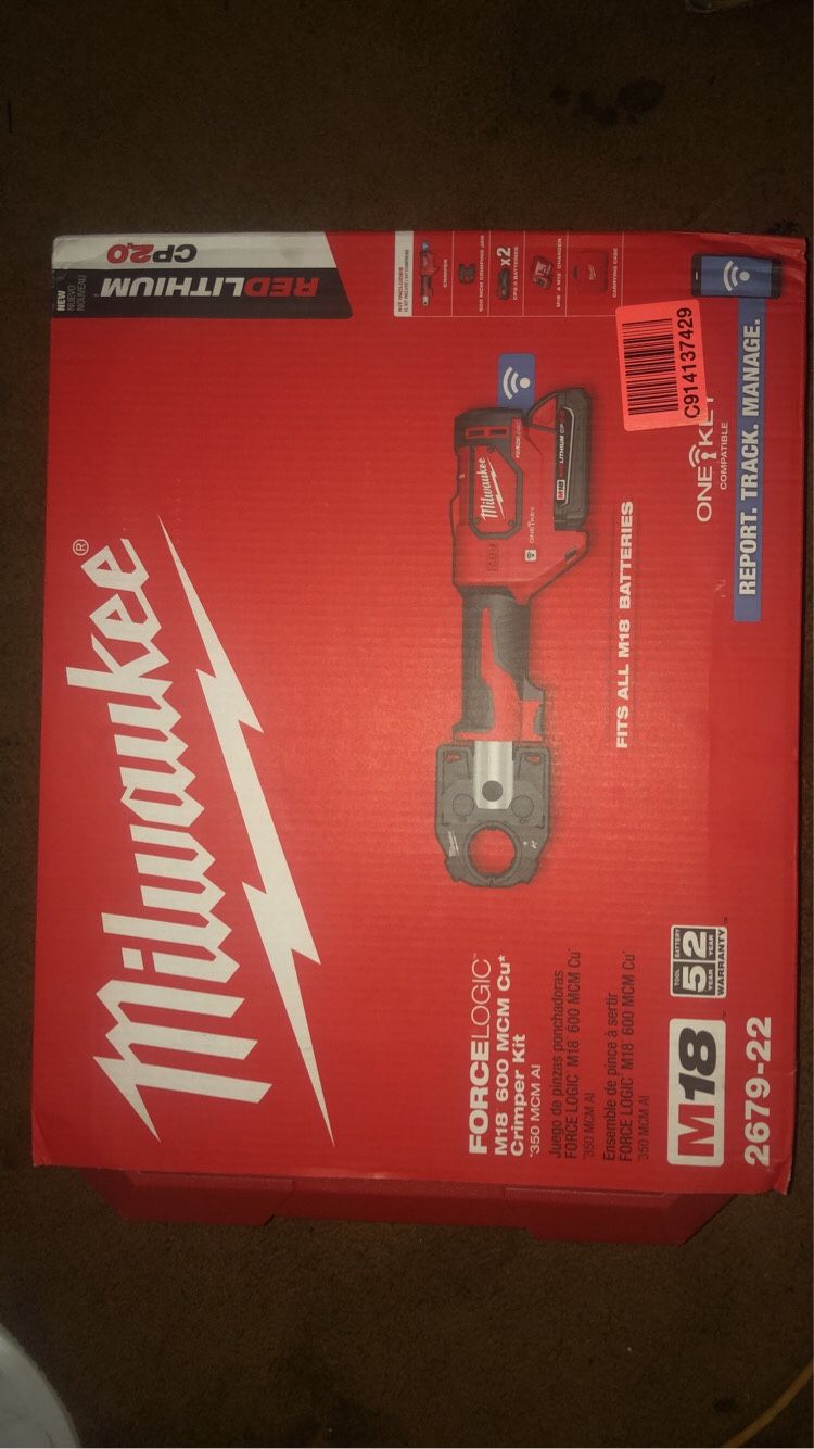 milwaukee m18 cordless force logic 600 mcm crimper