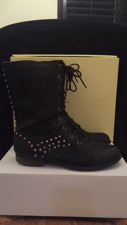 Black studded combat boots