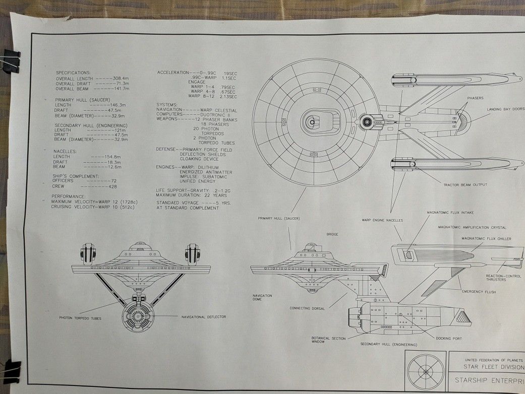 Star Trek Enterprise and Constitution blueprint Lot