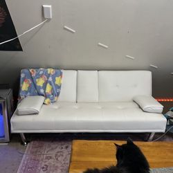 White Futon with Cup holders 