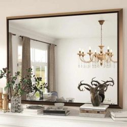 1323: New Bronze Framed Mirror for Bathroom, 40 x 30 Inch Rectangular Wall Mirror Metal Frame Oil Rubbed Bronze Antique Mirror Large Decorative Square