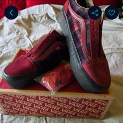 Vans Old Skool Platform Plaid Burgundy