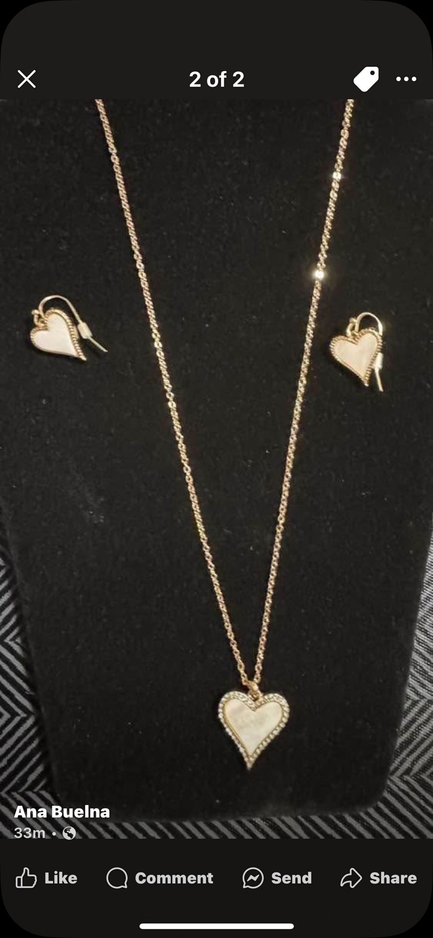 Mother Of Pearl Necklace And Earrings Set