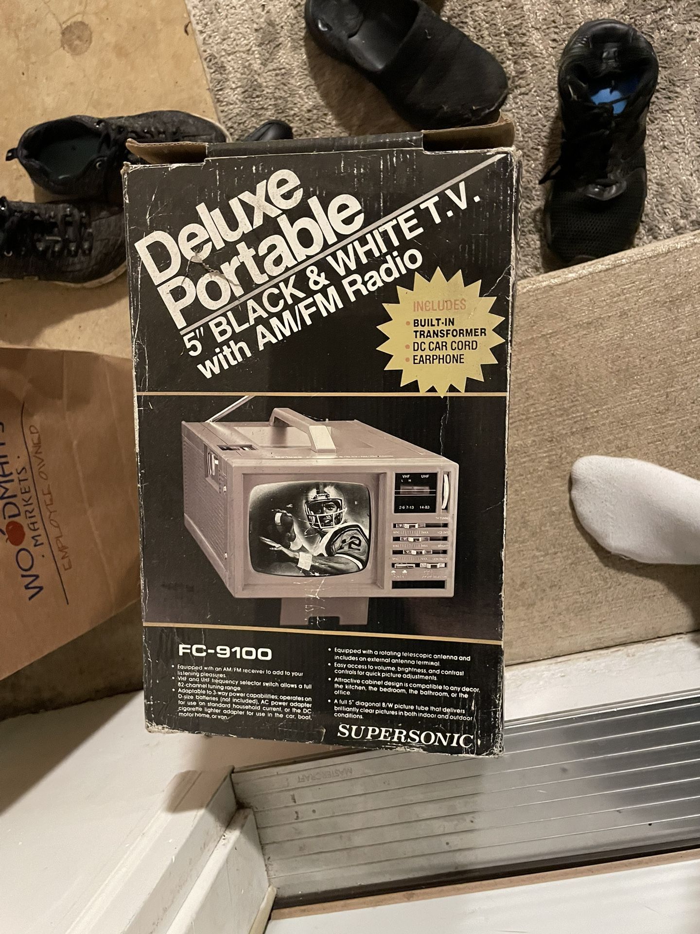 Portable Black And White Tv With Radio 