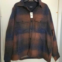Men's Express Jacket Plaid Brown Blue XL 