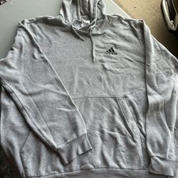 MEN USED ADIDAS SWEAT HOODIE GREY SEE LAST PIC W/MINOR STAIN