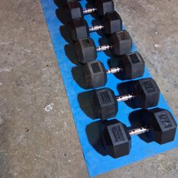 RUBBER COATED DUMBBELL SET 60LBS,65L Bs,70lbs,75lbs  