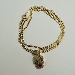 10K Solid Gold Chain and Pendant For Wedding 18 Inches Long 
