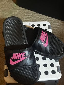 Pink And Black Nike Slides 