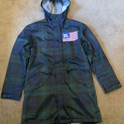 Polo Sport Tartan Marsh Coat Unisex Navy Green Plaid Mens Size XS