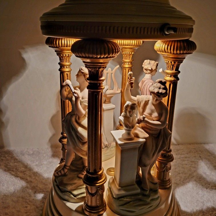 Mid Century Neo Classical Table Lamp Featuring Greek Muses