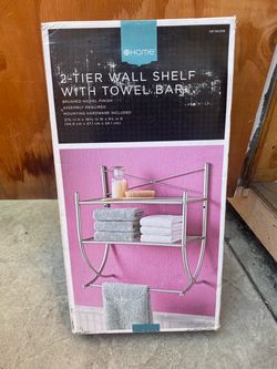 Towel Bar Rack with Shelf Wall-Mounted