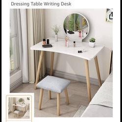 New Dresser Table Vanity Makeup Table Set, Vanity Table Set with light up Mirror & stool$200