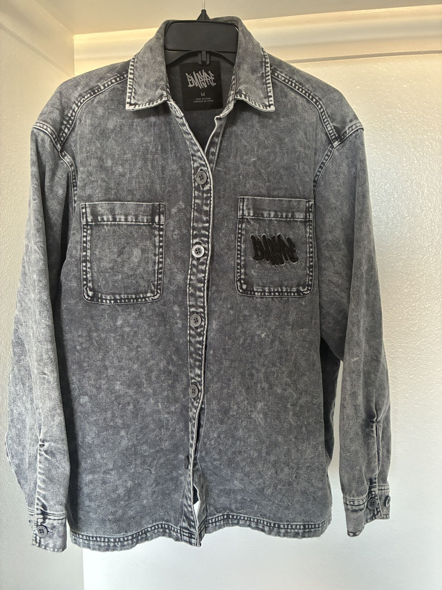 Empyre Clothing Black Denim Shirt Jacket Button Up Jean