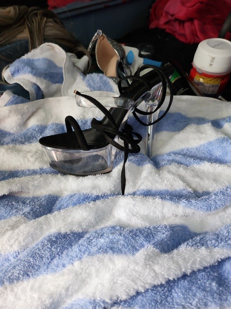 Glass Lace Up High Heel