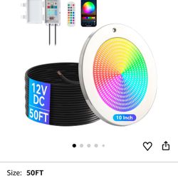 Smart LED Pool Lights for Inground Pool, Wall Mounted, 54W 12V, 10 Inch, 50FT Cord, Waterproof 2-in-1 Controller & Transformer, Remote & App Control, 