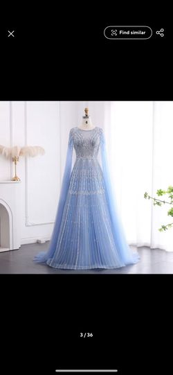 Very Beautiful Light Blue Evening Prom Formal Woman Dress Size 14