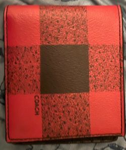Coach Red and Black Checkered Wallet