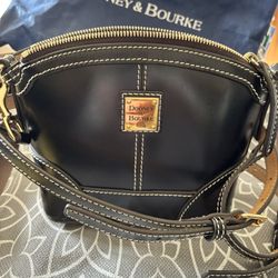 Dooney & Bourke Black Smooth Leather Mini Domed Crossbody Bag