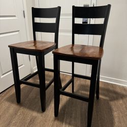 Pair Of Wooden Bar Stools 
