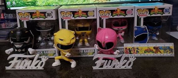 Funko Pop Collection Lot Mighty Morphin Power Rangers Vintage Ruler Custom Sign