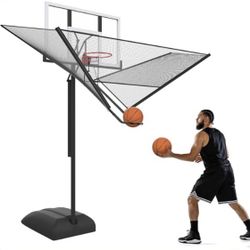 Basketball Shot Trainer with Net Return Attachment, Heavy Duty Basketball Rebounder Ball Return for Basketball Hoop fit 18" Basketball Rim for Outdoor