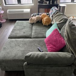 Green Corduroy  Couch 