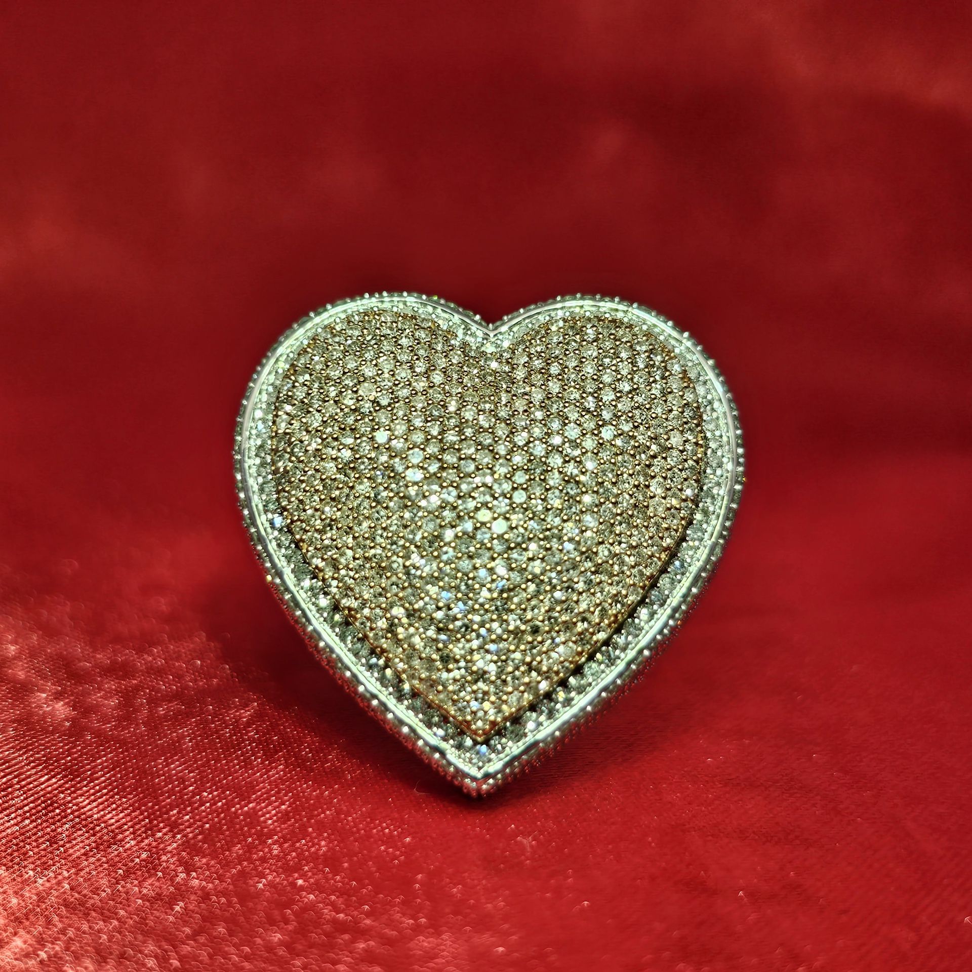 10k White Gold Diamond Heart Ring 4.72 ctw