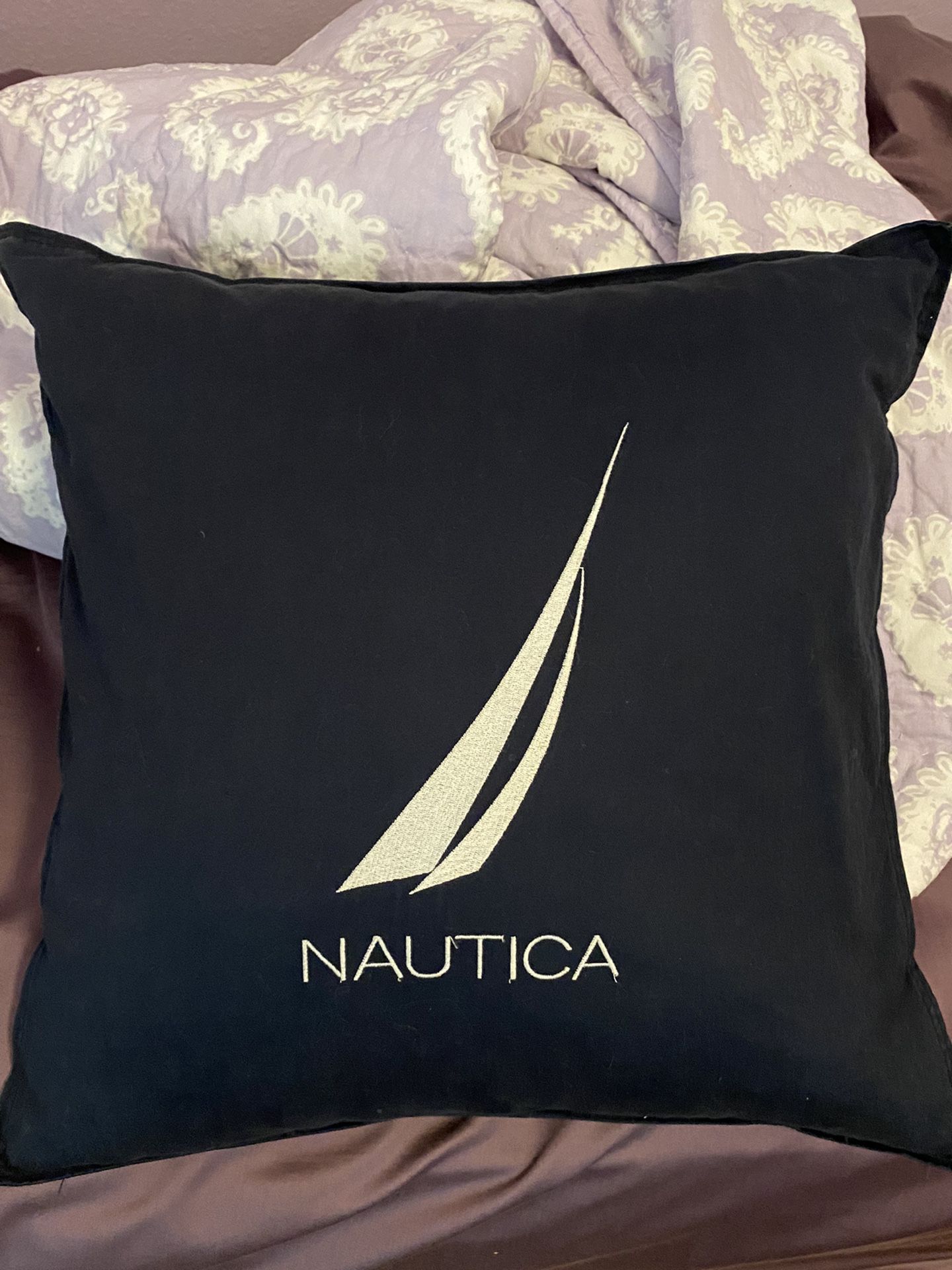 New Navy Blue Nautica 16x16 Sailboat Throw Pillow 