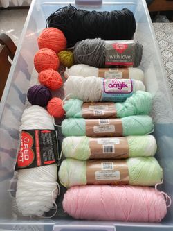 Yarn. Last top skein is giant. Tote not included