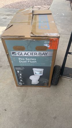 GLACIER BAY DUAL FLUSH TALL ELONGATED TOILET WHITE NEW