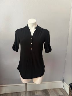 One September Black Button Blouse Small