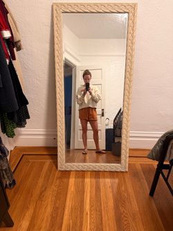 Large Floor Mirror with Braided Frame