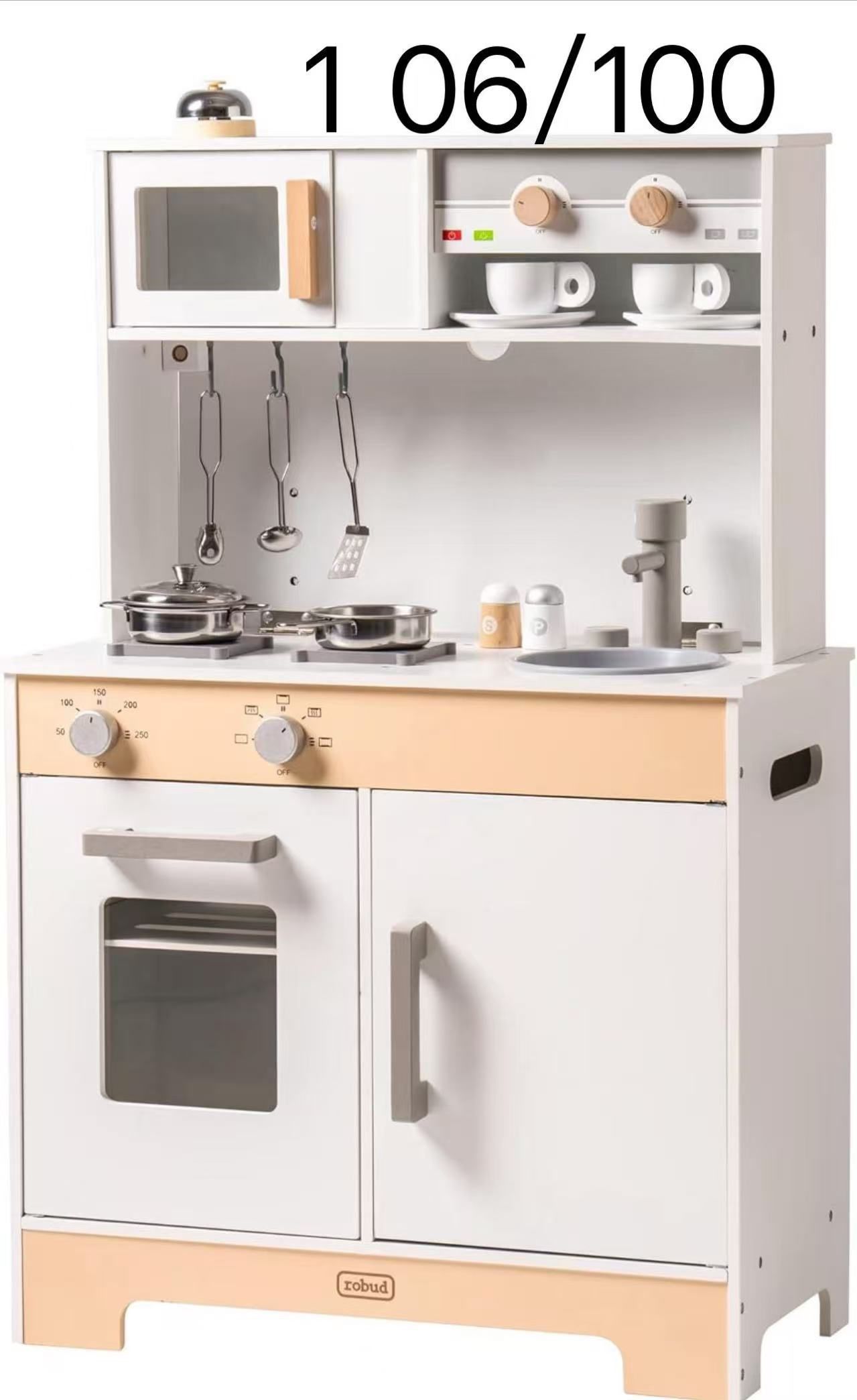 Play Kitchen for Kids Wooden Chef Pretend Play Kitchen Playset with Sounds Food Cookware Accessories Set for Boys Girl Birthday Gifts White
