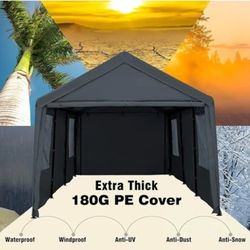 Carport, Heavy Duty 12x20ft Car Canopy, Outdoor Garage Shelter with Removable Sidewalls, Roll-up Ventilated Windows & Doors, UV Resistant Tarp for Car