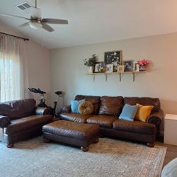 Couch Set (Chair Couch Ottoman) Brown, Durable, Pick Up ASAP in AJ