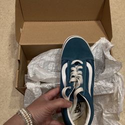 Vans Old School Blue Coral True White Suede Unisex Big Kids Size 2.5