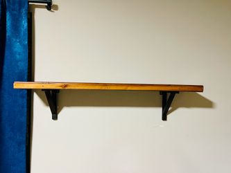 Set of 2 Wooden Floating Shelves with Metal Brackets