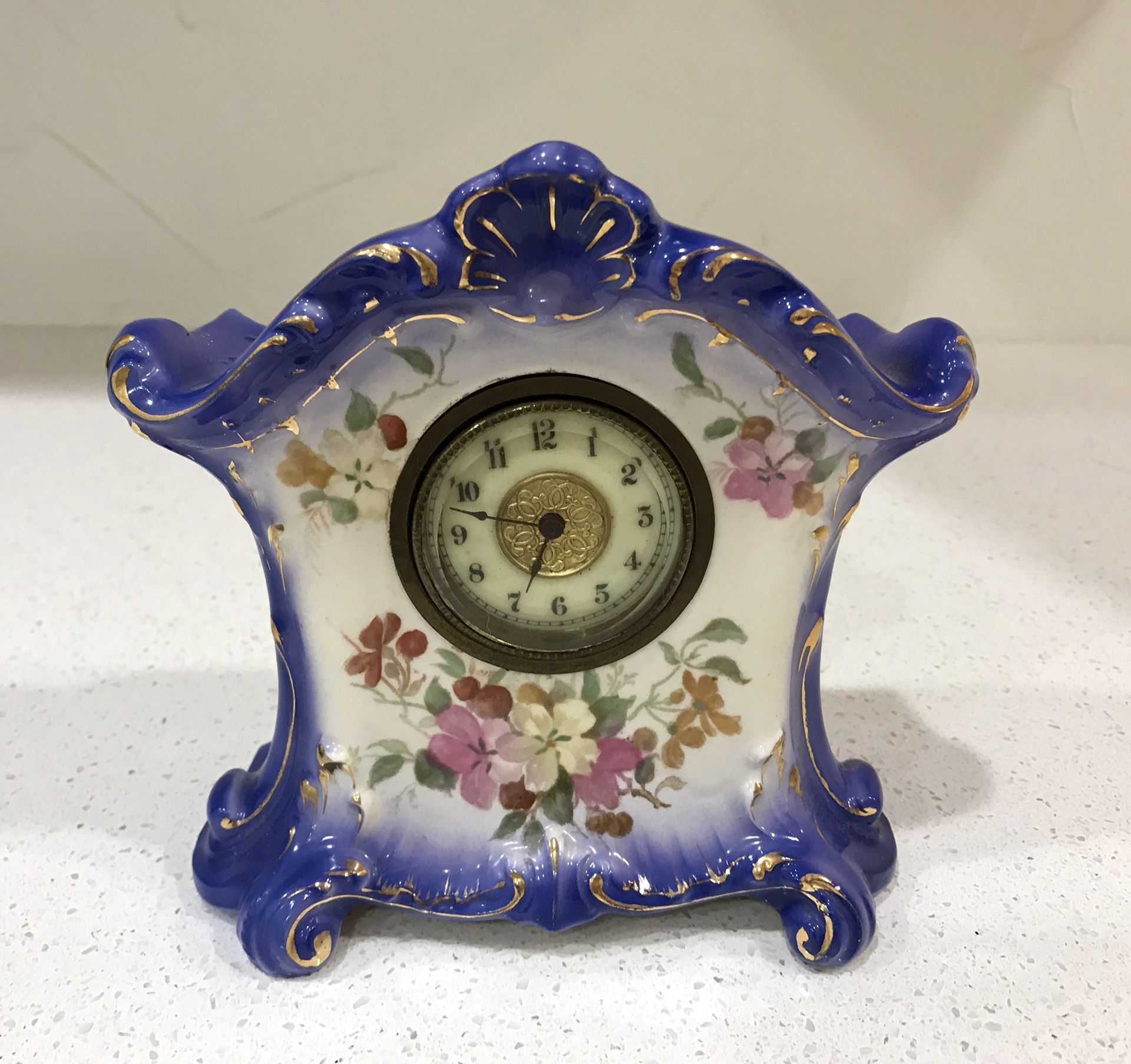 Antique German Royal Bonn Ansonia Hand Painted Porcelain Clock