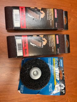 Craftsman 3"x18" Coarse Sanding Belts Plus A Norton Rapid Strip Disc For Electric Drills, Rust, Scale, Paint Remover, New