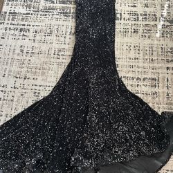 Black sequins prom dress