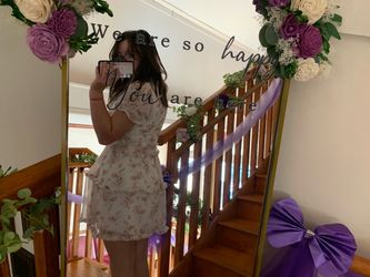 Pink and white low cut dressn