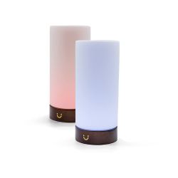 🔥 LuvLink Cylinder Friendship Lamp v3 Set of 2 – WiFi & Bluetooth Touch Lamps – Walnut Wood & Glass Long Distance Relationship Lamps – Smart Connecti