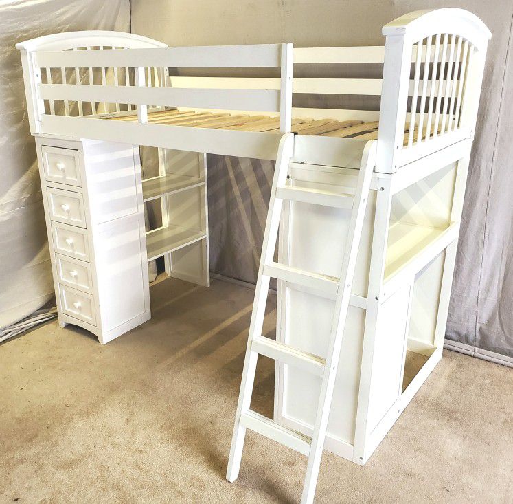 Twin Storage Loft Bed with Desk
