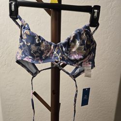 Blue Floral Bikini Top By Cupshe, Small