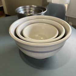 Heavy Ceramic Vintage Nesting Mixing Bowls 