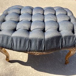 Tufted  Blue Vanity Bench 